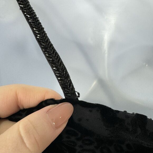 Vintage Badgley Mischka Womens Dress 2 Black Velvet Burnout Whimsigoth Fairy Y2K - Picture 9 of 13